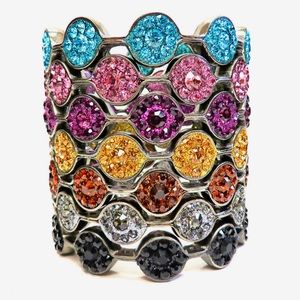 “Rock Candy” Austrian Crystal Bangles in Dark Gunmetal-Boutique